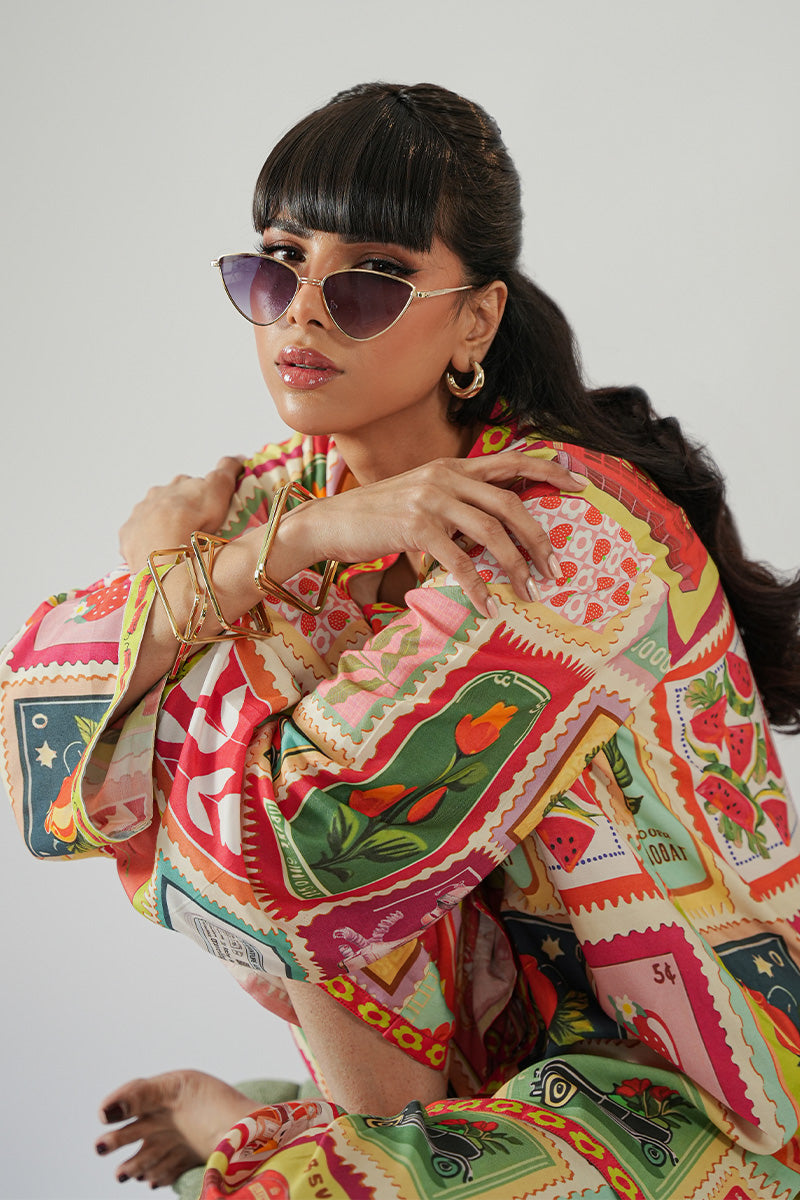 Pakistani Multicolour Digital Print Khaadi Silk Co-ord Set (2-Piece) - Image 7