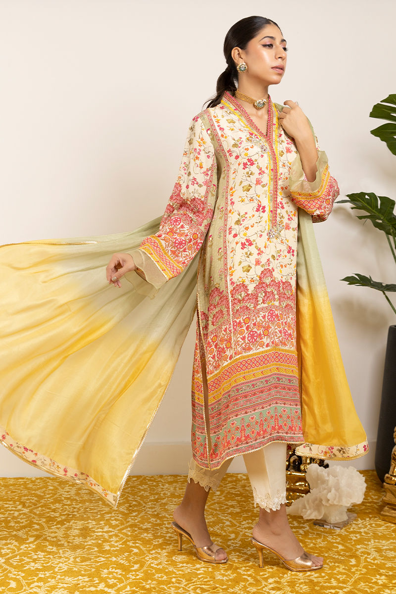 Multi-Colour Embellished Pure Crepe Salwar Kameez (3-Piece) - Image 2