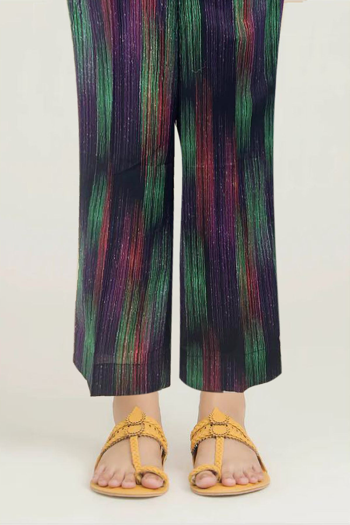 Pakistani Multicolour Digital Printed Cotton Straight-Leg Trouser (1-Pc) - Image 1