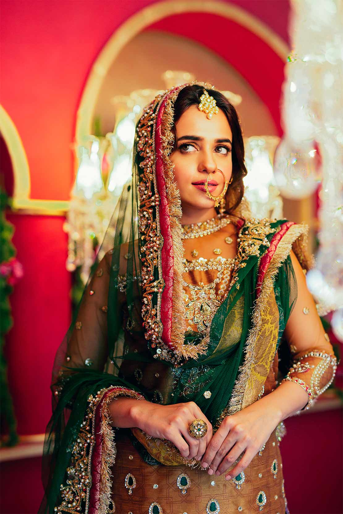 Mustard Naqshi Dabka Raw Silk Gharara (3-Piece) - Image 4