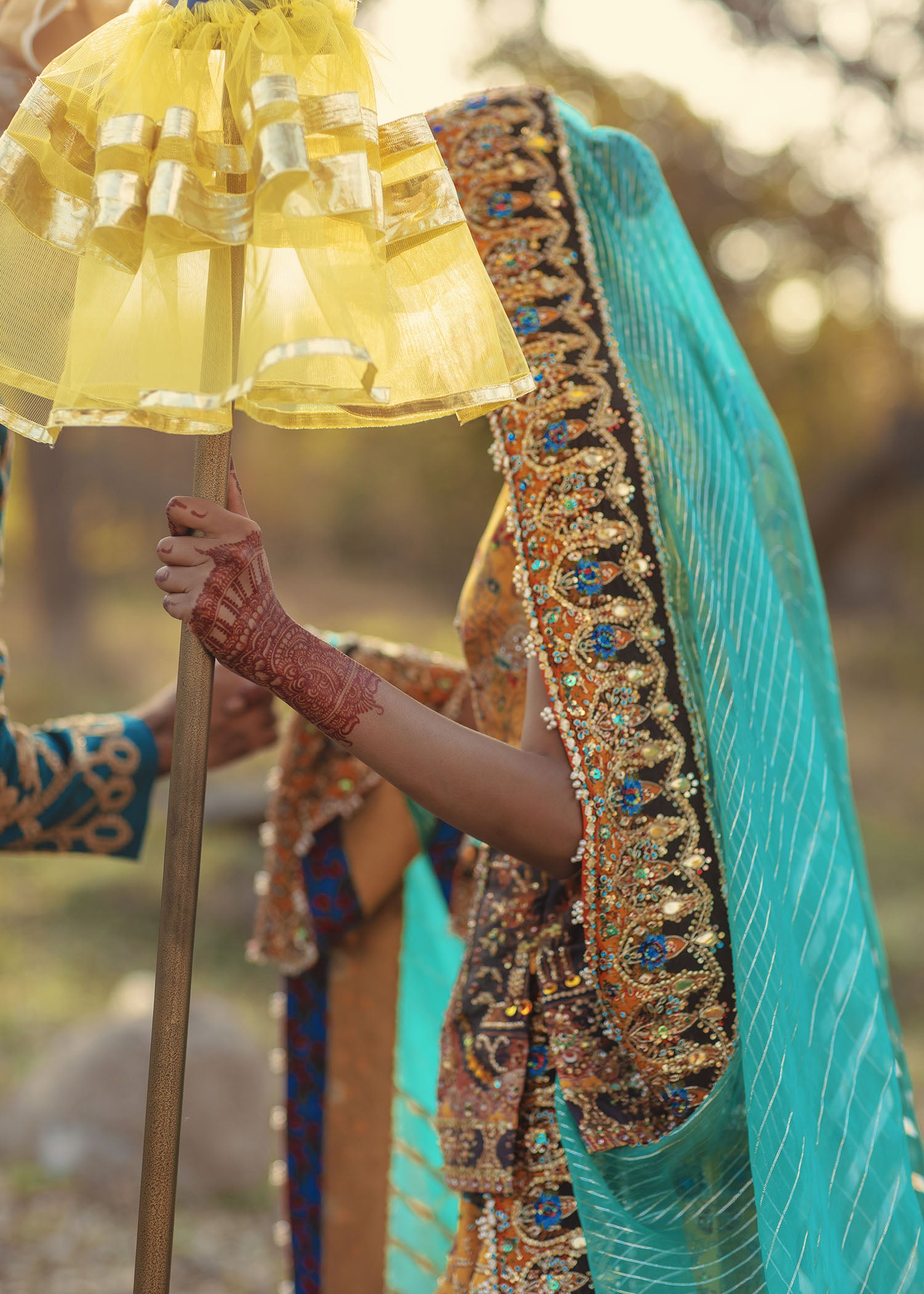 Mustard Embellished Raw Silk Lehenga Shirt (3-Piece) - Image 13