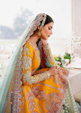 Mustard Hand-Embroidered Net Peplum Gharara (3-Piece) - Image 7