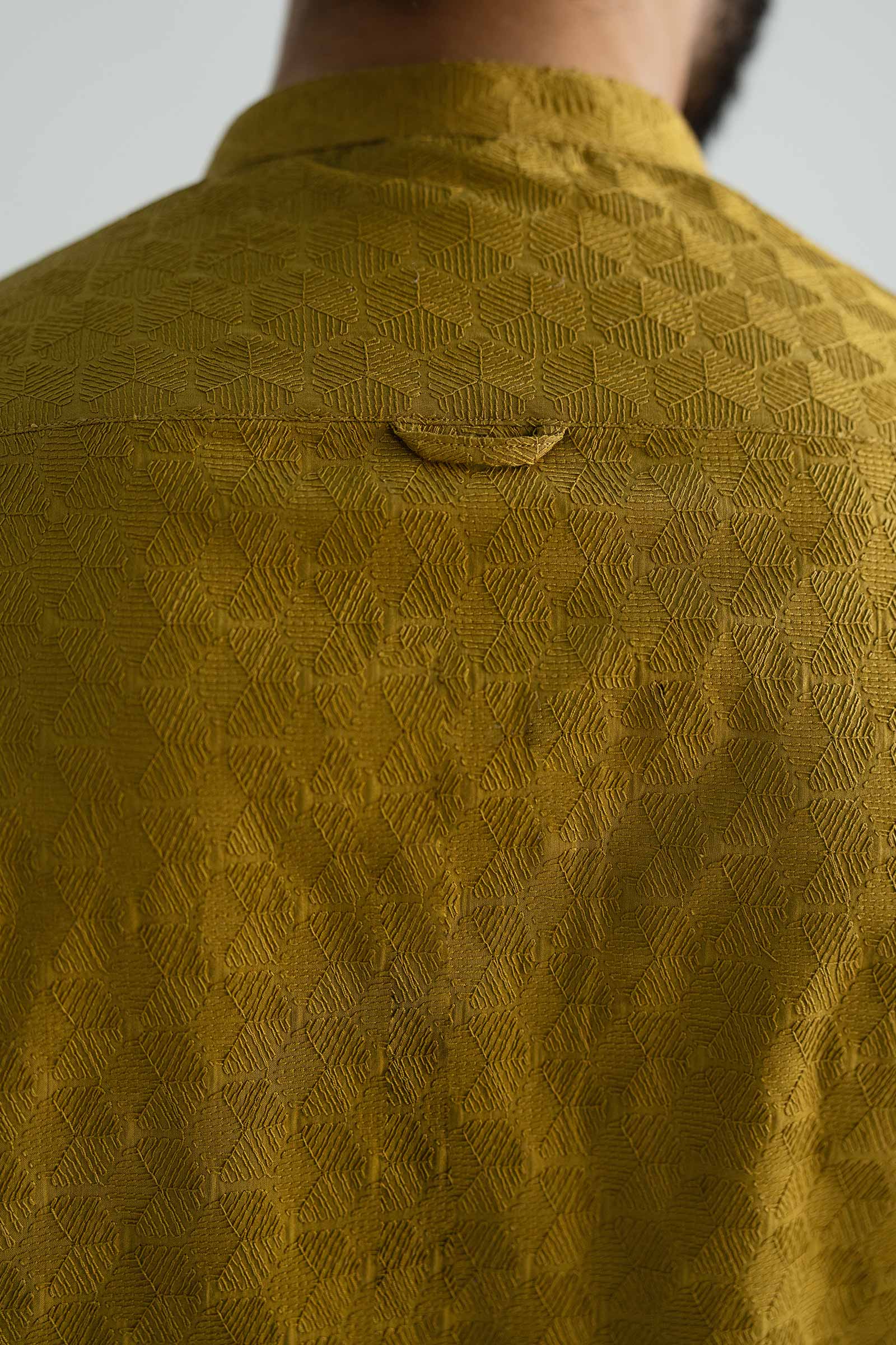 Mustard Schiffli Embroidered Cotton Kurta (2-Piece) - Image 5