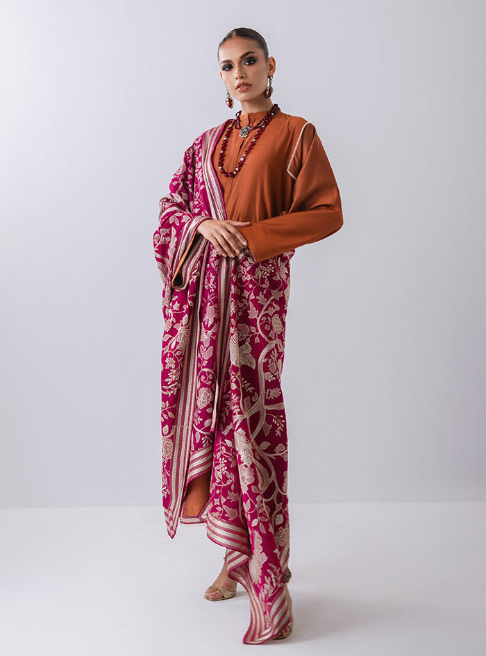Mustard Kantha Embroidered Raw Silk Salwar Kameez (3-Piece) - Image 7