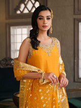 Pakistani Mustard Zardozi Raw Silk Kurta Set (3-Piece) - Image 5