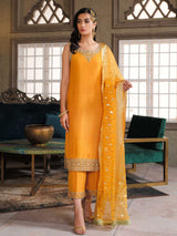 Pakistani Mustard Zardozi Raw Silk Kurta Set (3-Piece) - Image 7