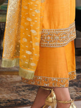 Pakistani Mustard Zardozi Raw Silk Kurta Set (3-Piece) - Image 9