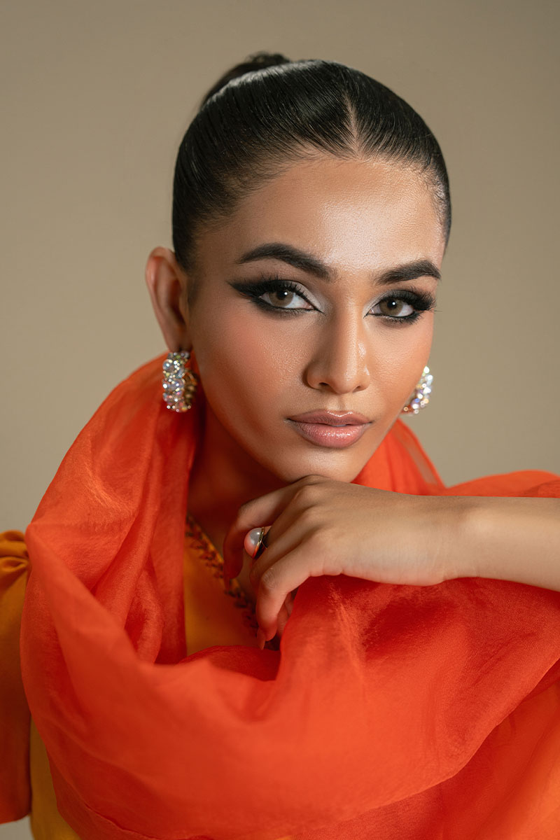 Pakistani Mustard Ombre Embroidered Silk-Blend Salwar Kameez (3-Piece) - Image 10