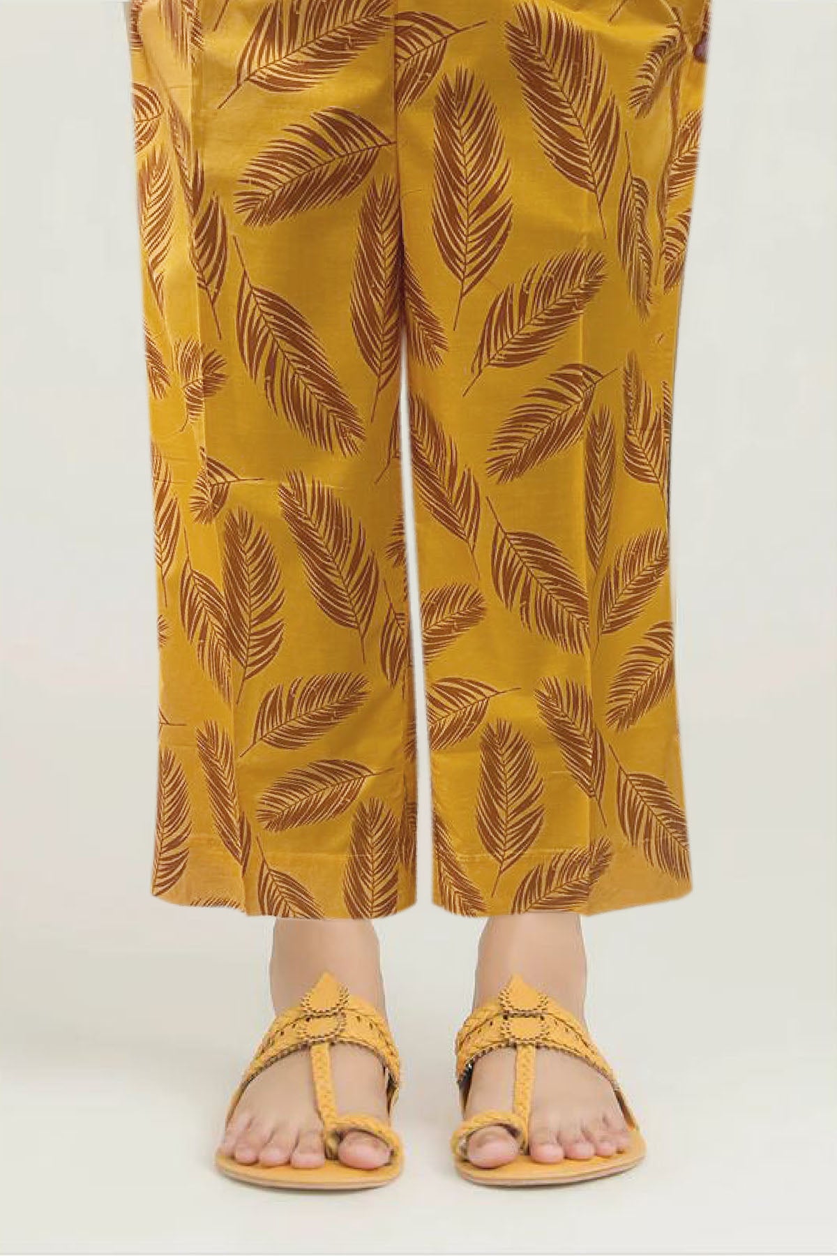 Mustard Digital Printed Cotton Trouser (1-Pc) - Image 1
