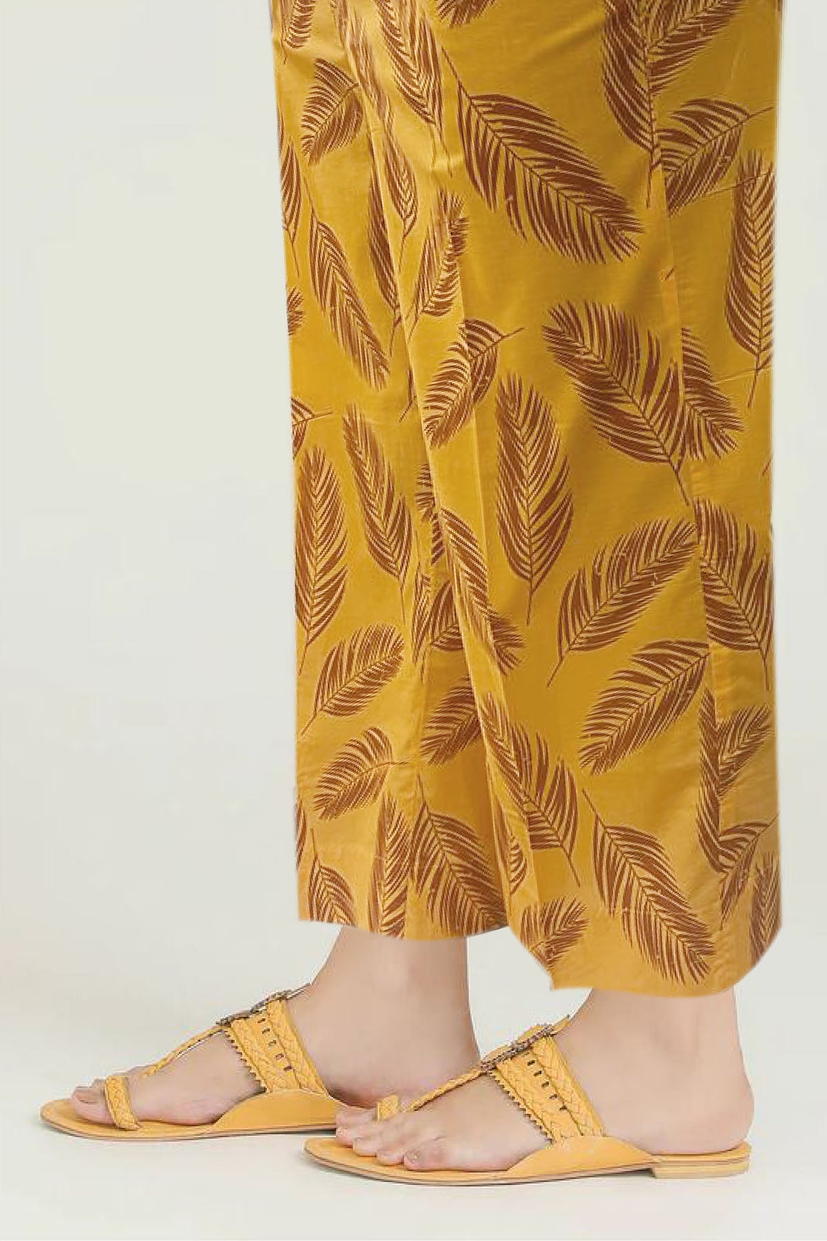 Mustard Digital Printed Cotton Trouser (1-Pc) - Image 2