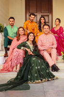 Mustard Embroidered Raw Silk Waistcoat Kurta (3-Piece) - Image 7