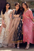 Pakistani Powder Pink & Navy Handworked Raw Silk Anarkali (2-Piece) - Image 6