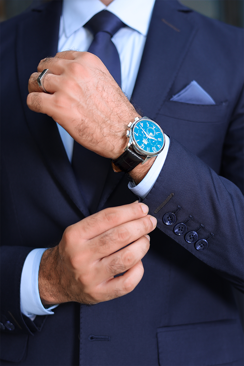 Navy Cotton-Wool Blend Two-Piece Suit (2-Piece) - Image 4