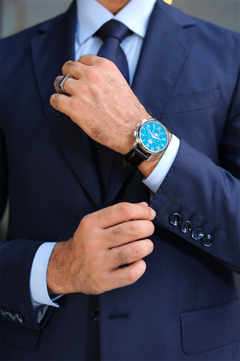 Navy Cotton-Wool Blend Single-Breasted Blazer (1-Pc) - Image 4