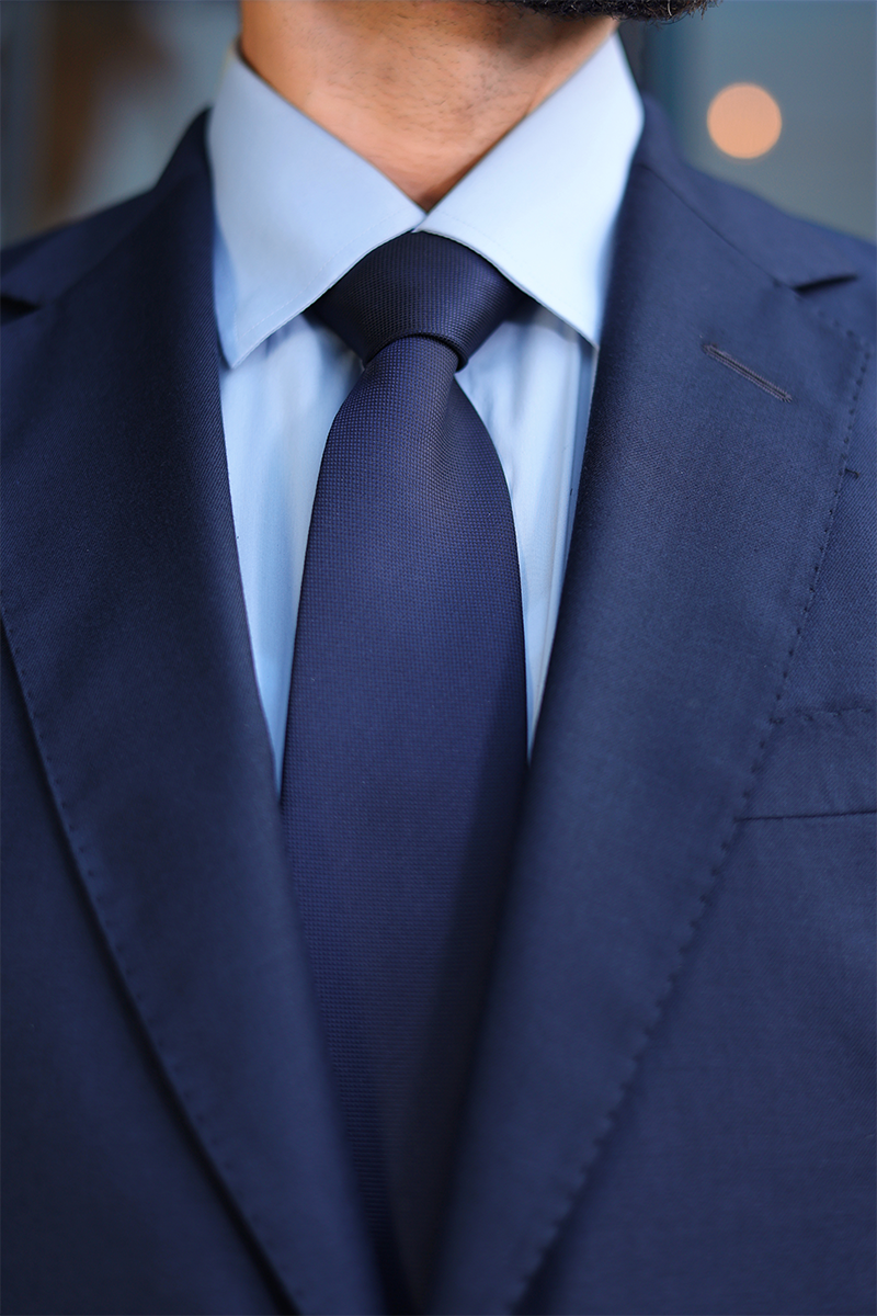 Navy Visible-Stitch Cotton-Wool Blazer (3-Piece) - Image 3