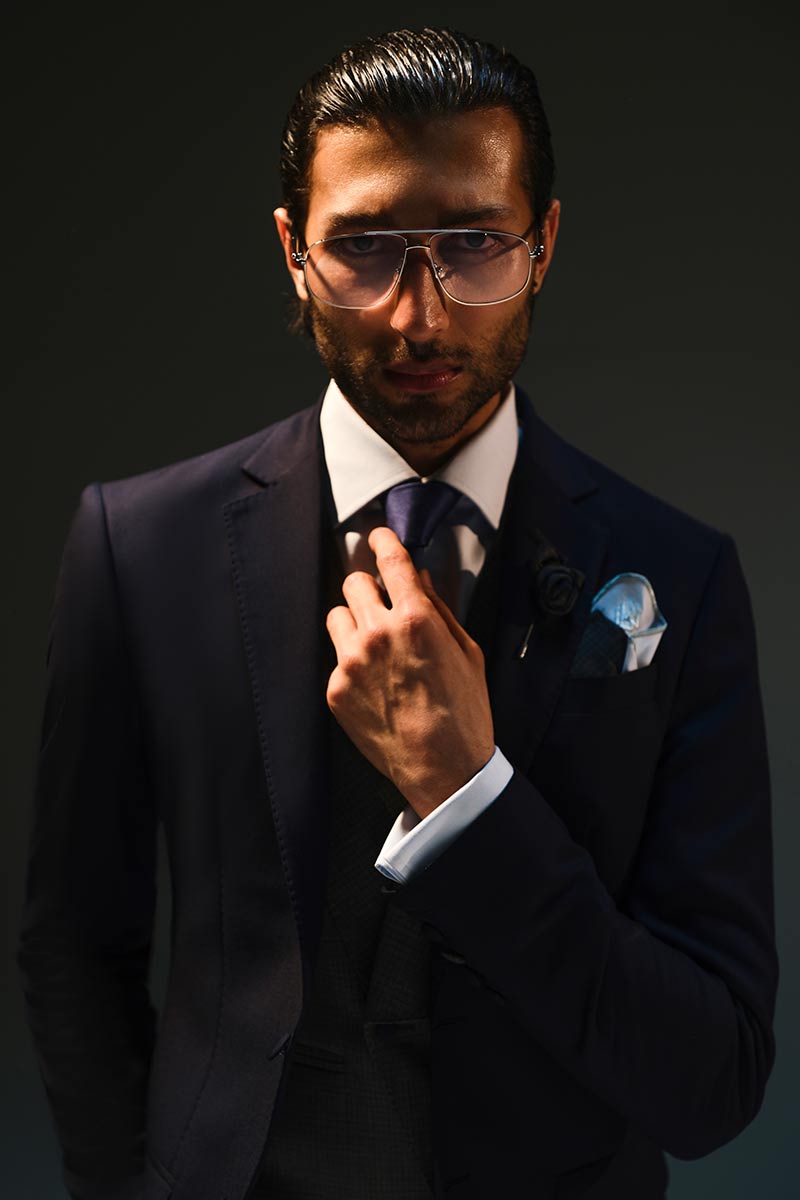 Navy Blue Tailored Suit with Grey Waistcoat (3-Piece) - Image 3