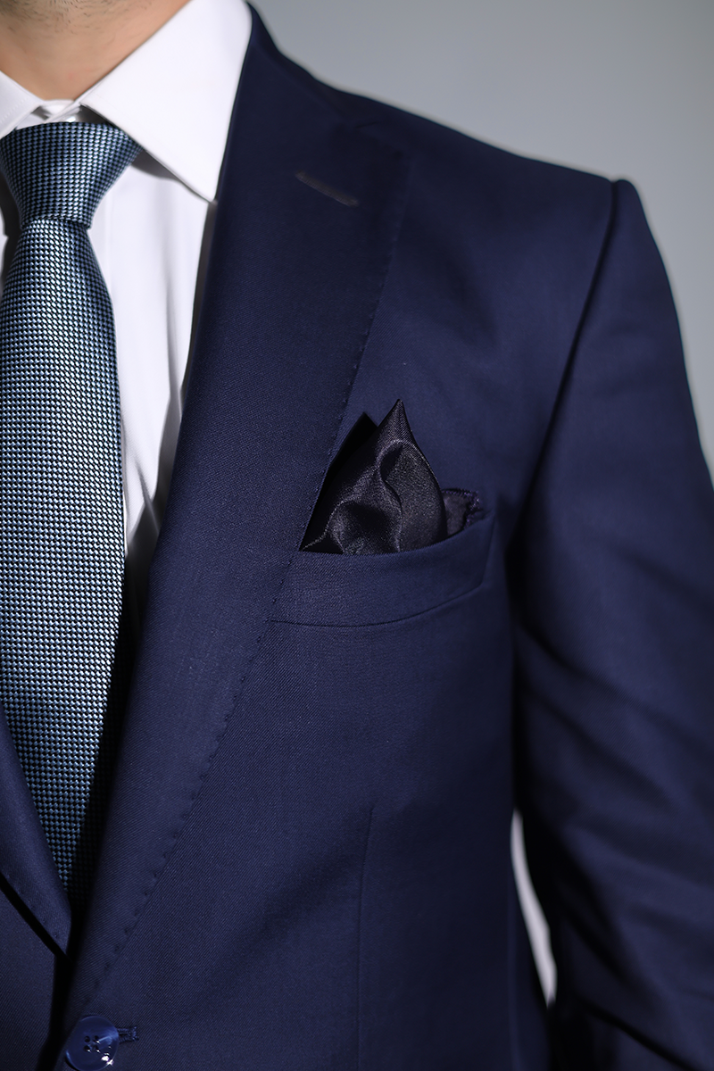 Navy Blue Wool Two-Piece Slim Fit Suit (2-Piece) - Image 4