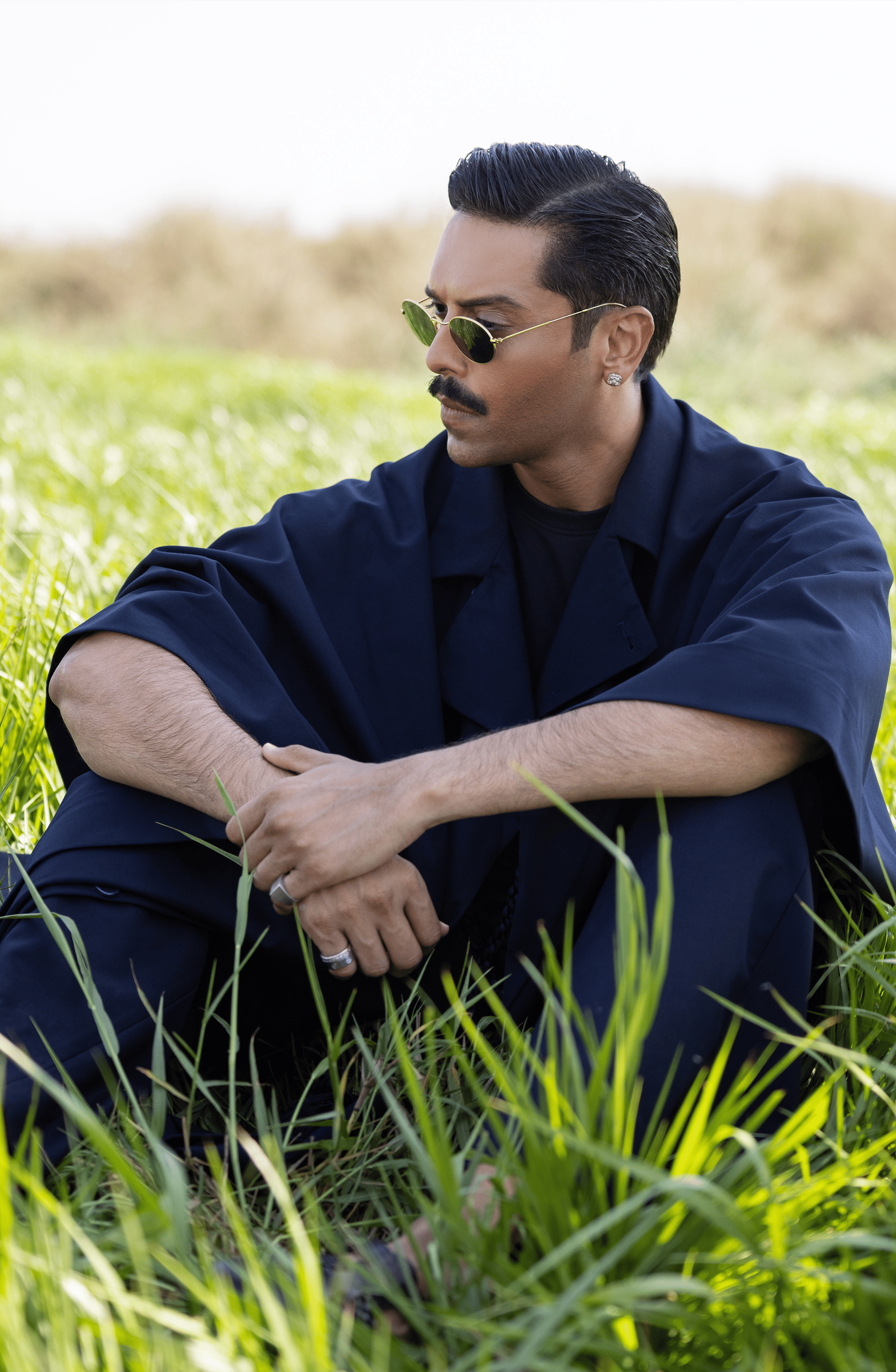 Navy Blue Embroidered Silk-Blend Sherwani (2-Piece) - Image 6