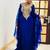 Navy Blue Zari Embroidered Georgette Kaftan (1-Pc) - Image 2