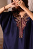 Pakistani Navy Blue Hand-Embellished Raw Silk Kaftan (1-Pc) - Image 6