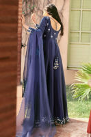 Navy Floral Embroidered Pure Raw Silk Kalidar (3-Piece) - Image 7