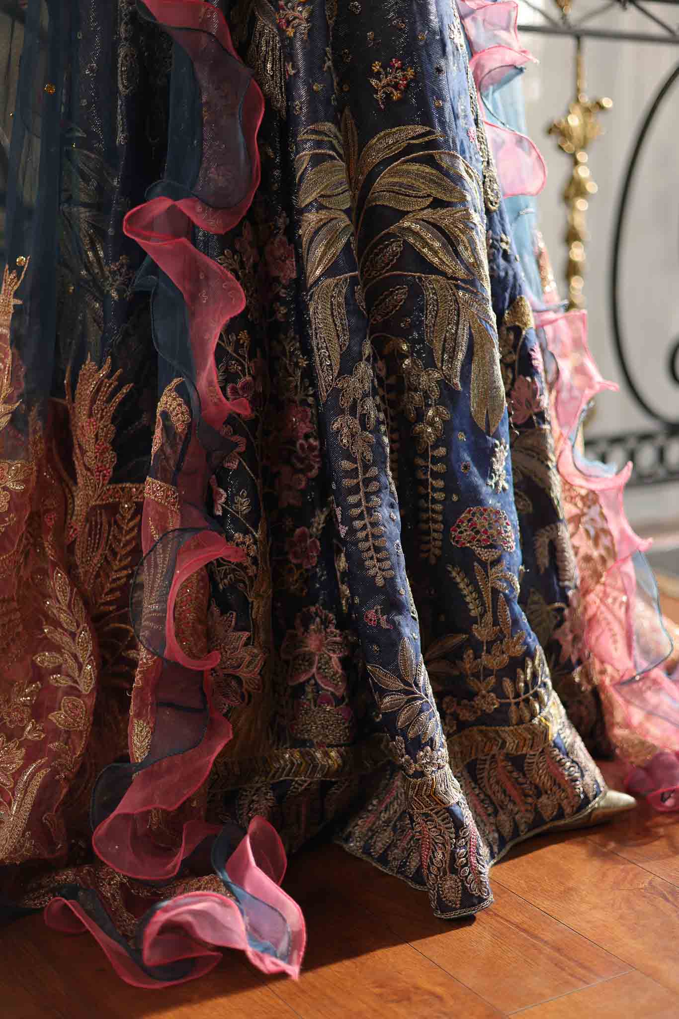 Navy Blue Embellished Net Lehenga Choli (3-Piece) - Image 10