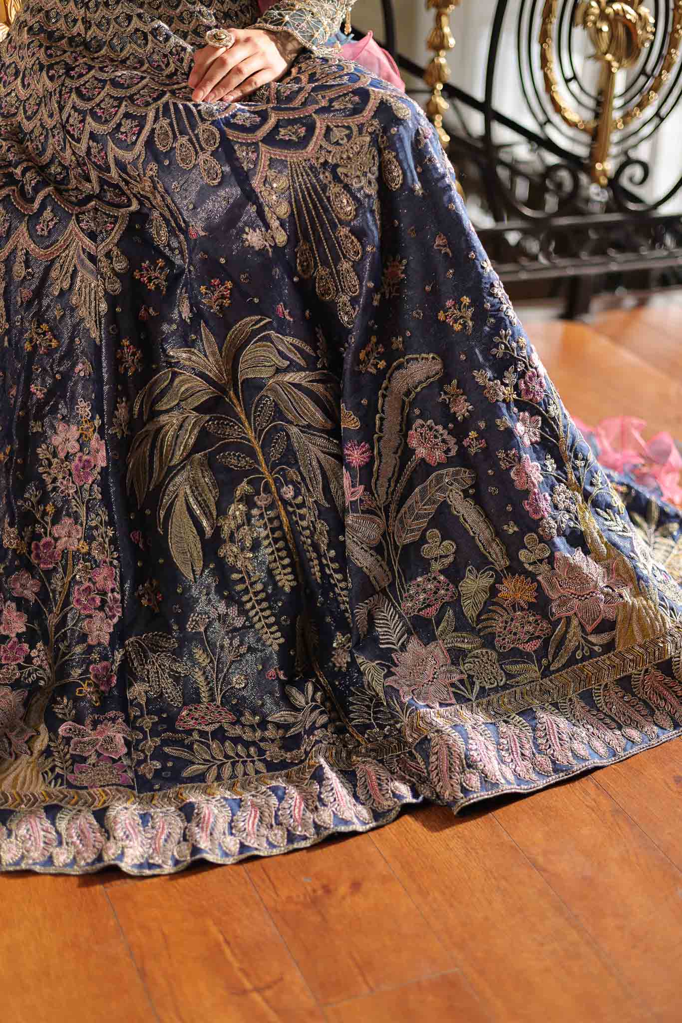 Navy Blue Embellished Net Lehenga Choli (3-Piece) - Image 13