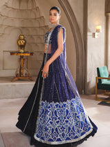 Navy Blue Embellished Velvet Lehenga (3-Piece) - Image 6