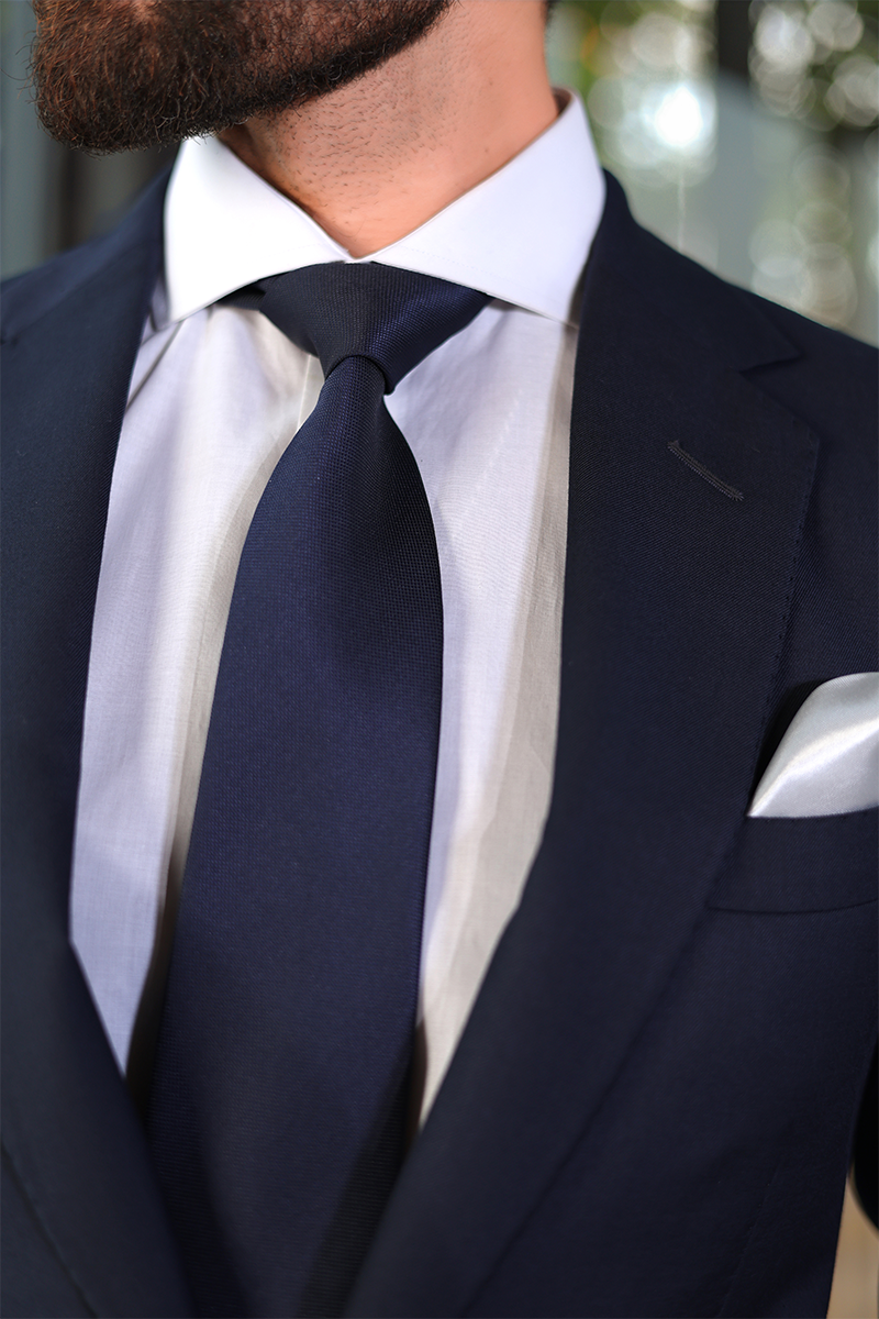 Navy Cotton-Wool Blend Two-Piece Suit (2-Piece) - Image 3