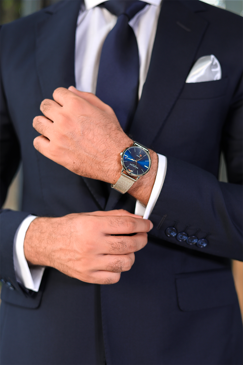 Navy Cotton-Wool Blend Two-Piece Suit (2-Piece) - Image 4