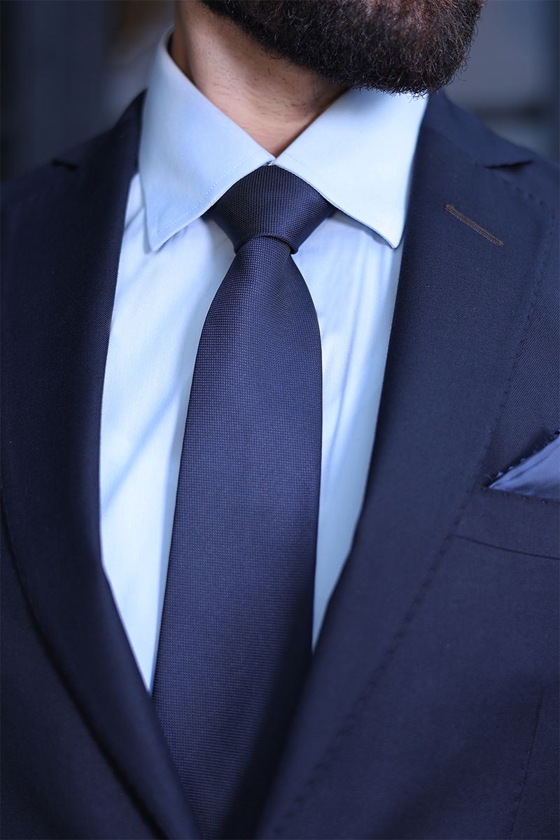 Navy Cotton-Wool Blend Two-Piece Suit (2-Piece) - Image 3