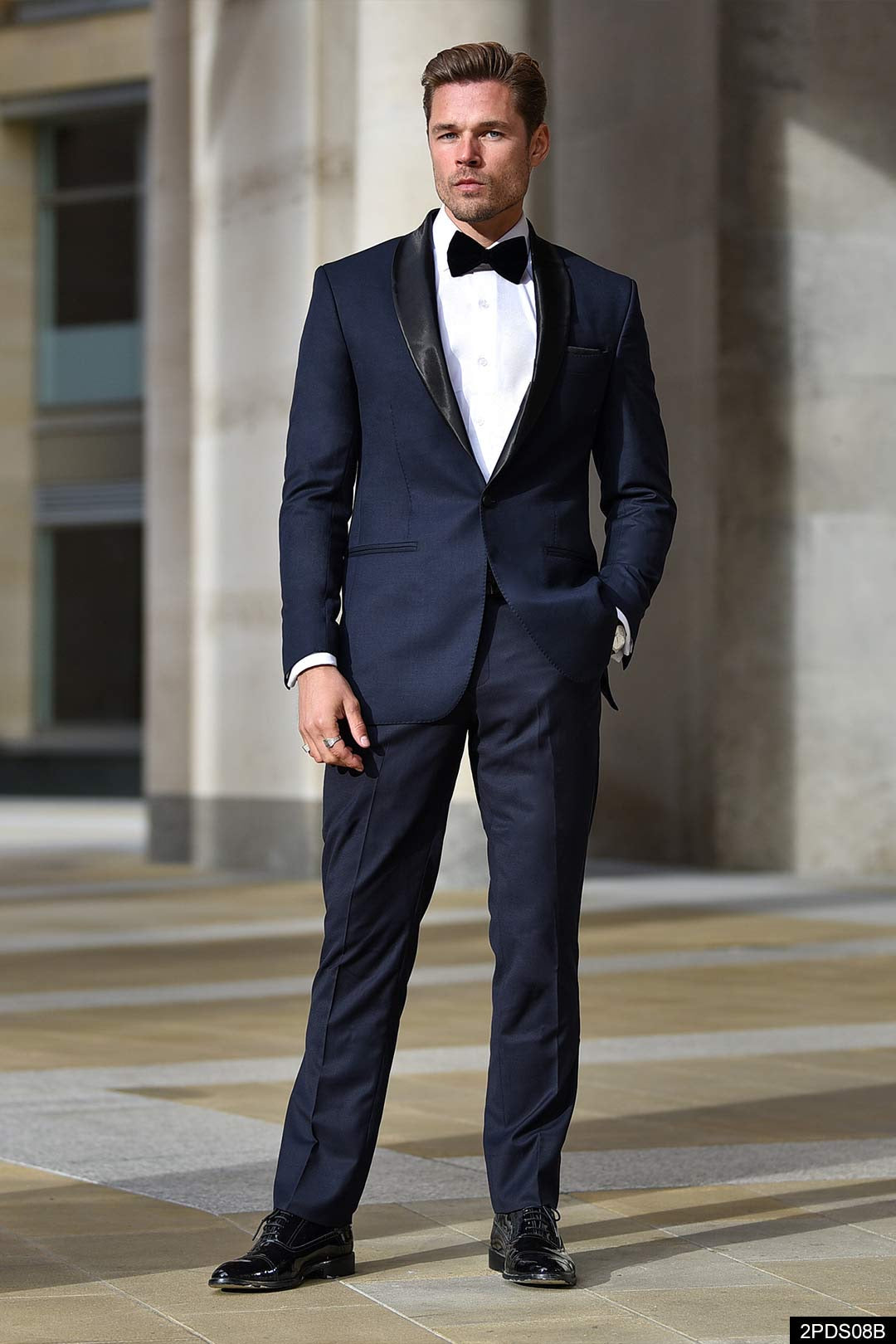 Navy Blue Italian Fabric Tuxedo Suit (2-Piece) - Image 1