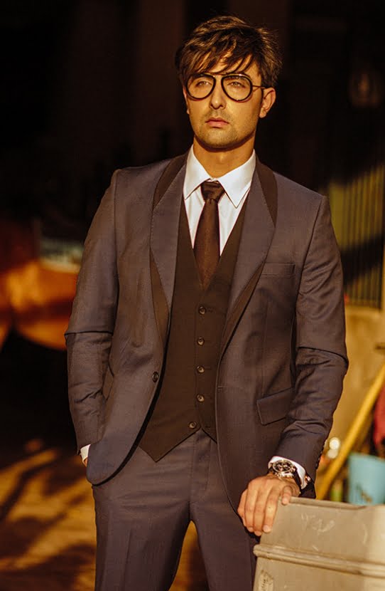 Navy Blue Tarkashi Cotton & Suiting Tuxedo (3-Piece) - Image 1
