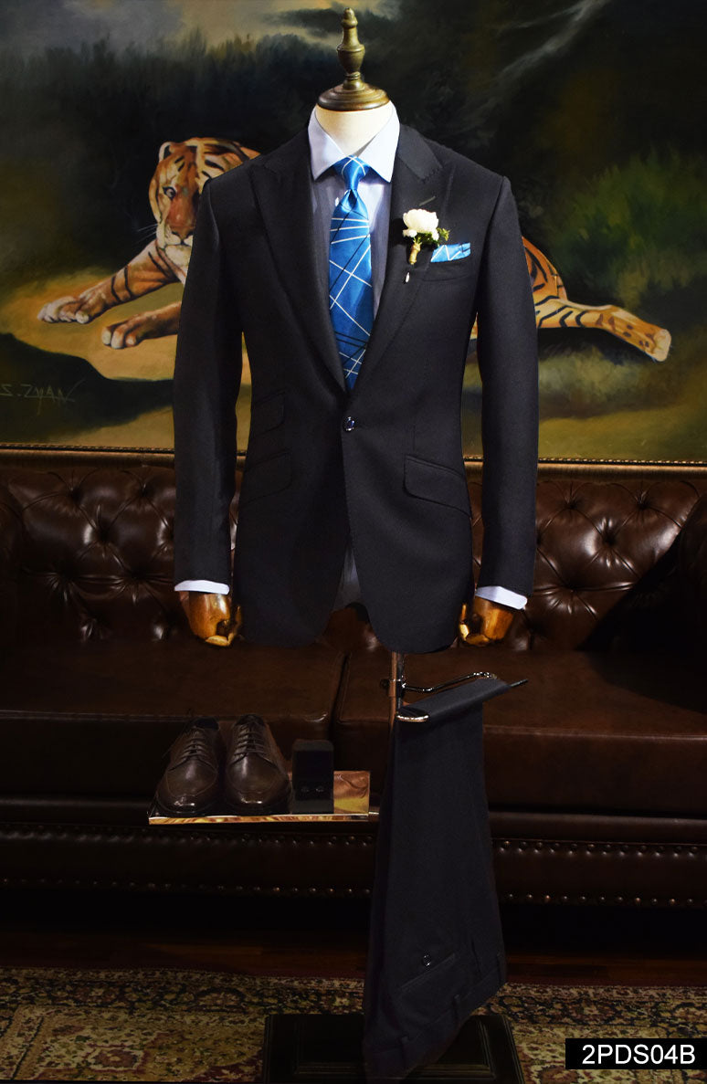 Navy Blue Terry Rayon Two-Piece Suit (Slim Fit) - Image 1