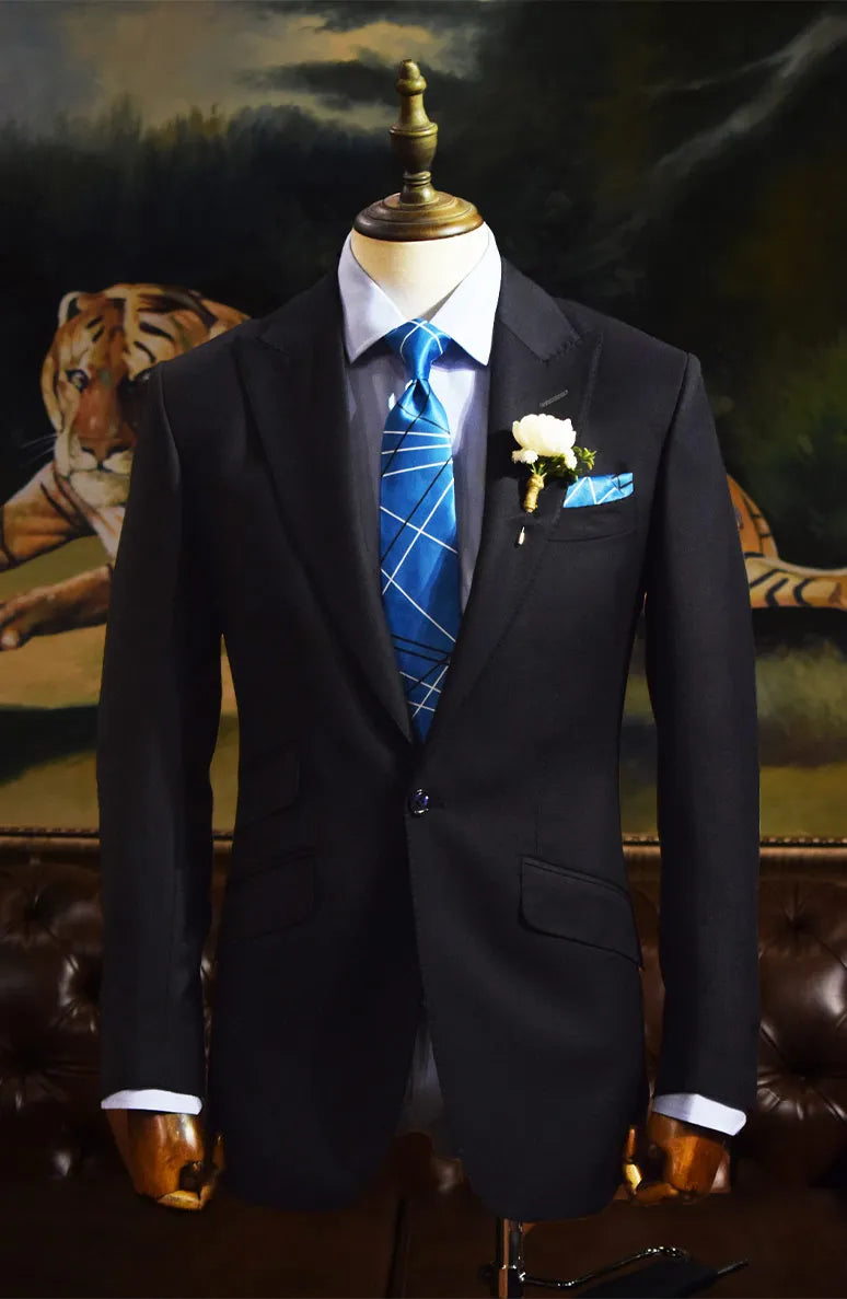 Navy Blue Terry Rayon Two-Piece Suit (Slim Fit) - Image 4