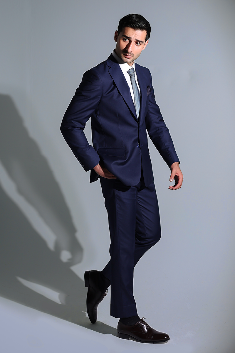 Navy Blue Wool Blend Two-Piece Suit (Jacket & Trousers) - Image 5
