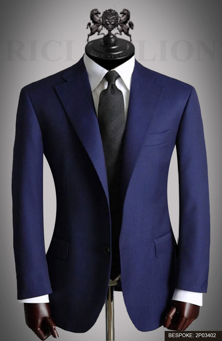 Navy Blue Tailored Wool Blend Suit (2-Piece) - Image 1