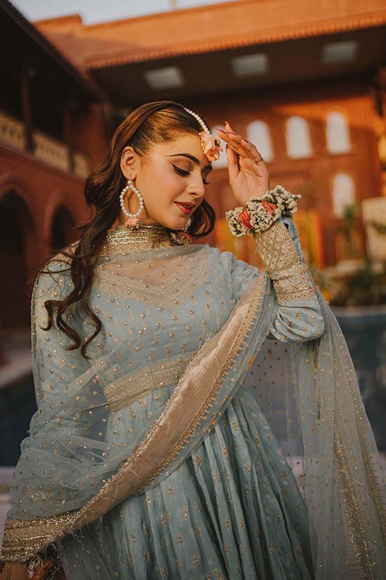 Navy Blue Chata Work Romani Silk Pishwas (2-Piece) - Image 12