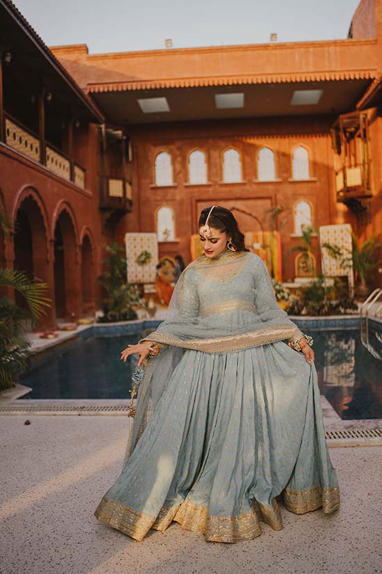 Navy Blue Chata Work Romani Silk Pishwas (2-Piece) - Image 13