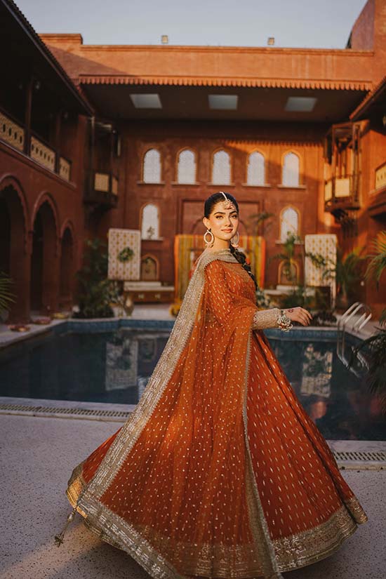 Navy Blue Chata Work Romani Silk Pishwas (2-Piece) - Image 6