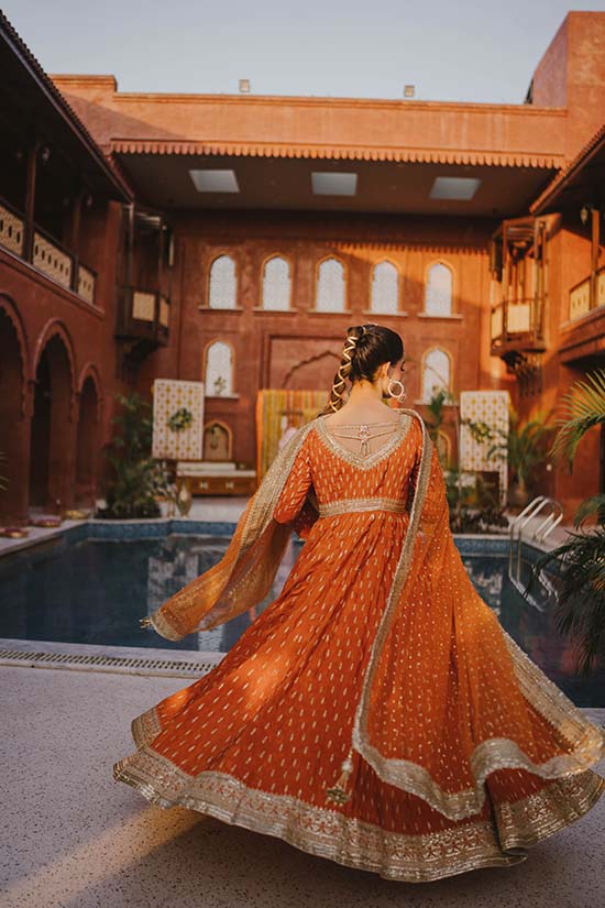 Navy Blue Chata Work Romani Silk Pishwas (2-Piece) - Image 7