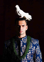 Navy Blue Banarasi Silk Prince Coat (3-Piece) - Image 4