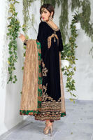 Navy Blue Embroidered Velvet Salwar Kameez (3-Piece) - Image 4