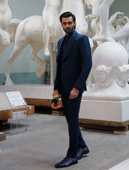Navy Blue Wool Slim-Fit Three-Piece Suit (3-Piece) - Image 3
