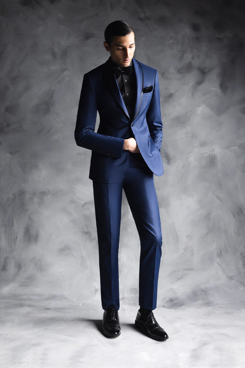 Navy Blue Satin-Trim 2-Piece Tuxedo - Image 2