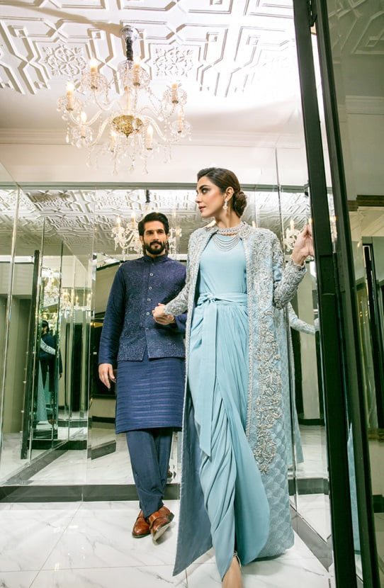 Navy Blue Embroidered Raw Silk Waistcoat Kurta (3-Piece) - Image 6