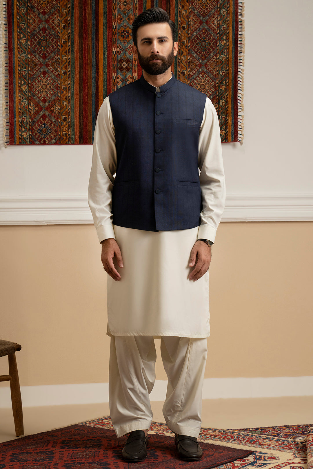 Navy Premium Fabric Waistcoat (3-Piece) - Image 4