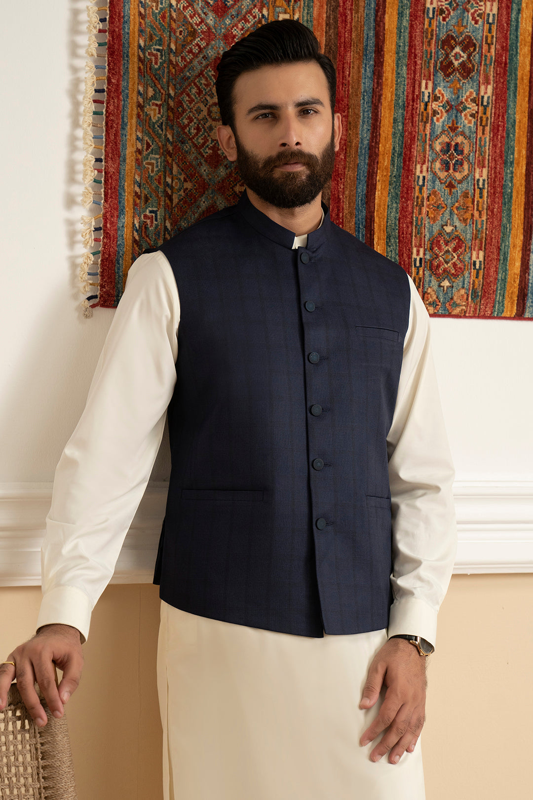 Navy Premium Fabric Waistcoat (3-Piece) - Image 5