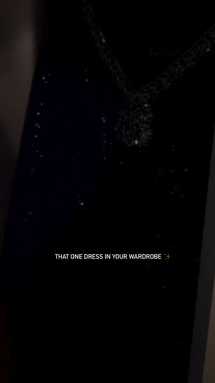 Pakistani Navy Blue Sequin Embroidered Chiffon Kaftan (1-Pc) - Image 11