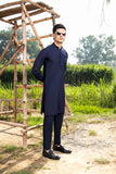 Navy Blue Cotton Kurta Pajama Set (2-Piece) - Image 3